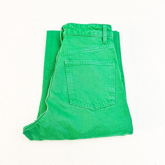 Zara Green Denim Wide Leg Zip Fly High Rise Colored Jeans Size 2 - Picture 1 of 8